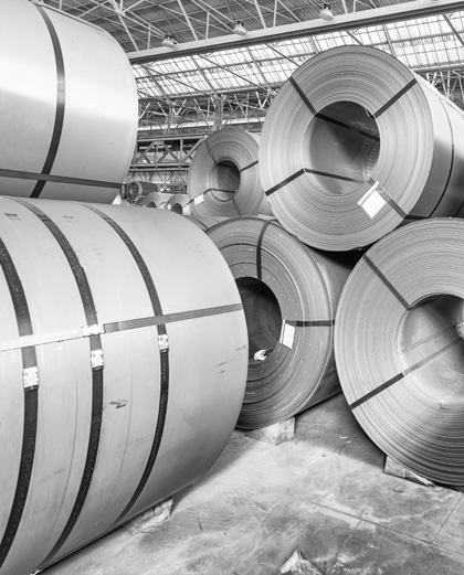 Hot rolled steel in storage